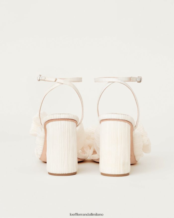Esso Loeffler Randall donne tacco con fiocco plissettato camelia perla vegana T4022J1 scarpe