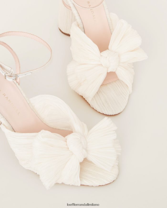 Esso Loeffler Randall donne tacco con fiocco plissettato camelia perla vegana T4022J1 scarpe