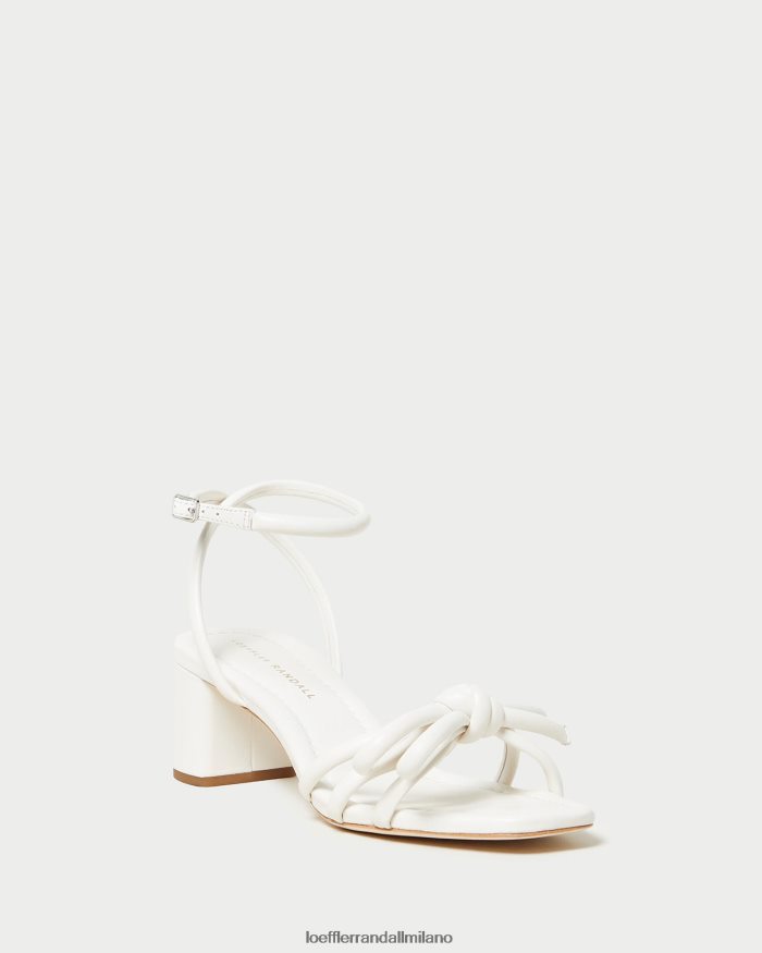 esso Loeffler Randall donne mikel sandalo con fiocco e tacco medio bianco T4022J24 scarpe