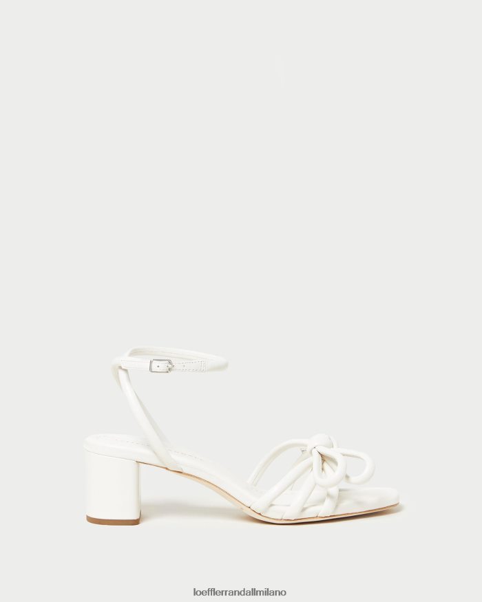 esso Loeffler Randall donne mikel sandalo con fiocco e tacco medio bianco T4022J24 scarpe