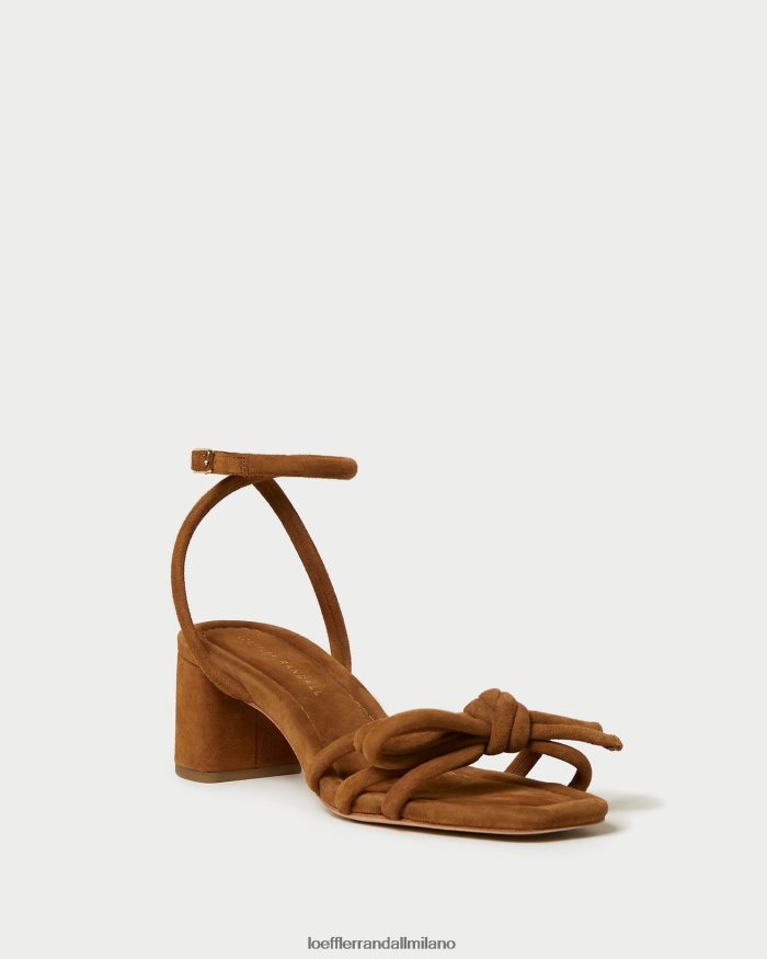 esso Loeffler Randall donne mikel sandalo con fiocco e tacco medio cacao T4022J62 scarpe