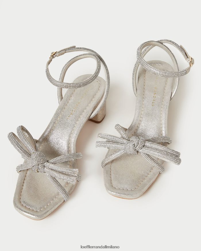 esso Loeffler Randall donne mikel sandalo con fiocco e tacco medio cappuccino T4022J15 scarpe