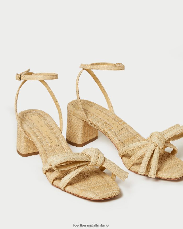 esso Loeffler Randall donne mikel sandalo con fiocco e tacco medio naturale T4022J29 scarpe