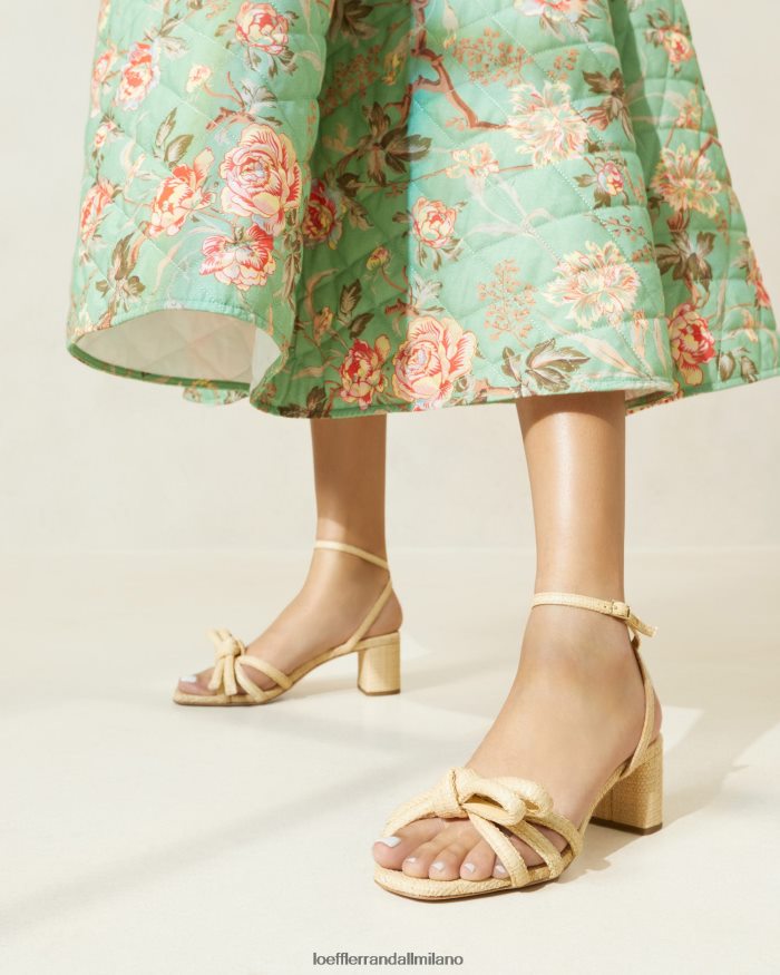 esso Loeffler Randall donne mikel sandalo con fiocco e tacco medio naturale T4022J29 scarpe