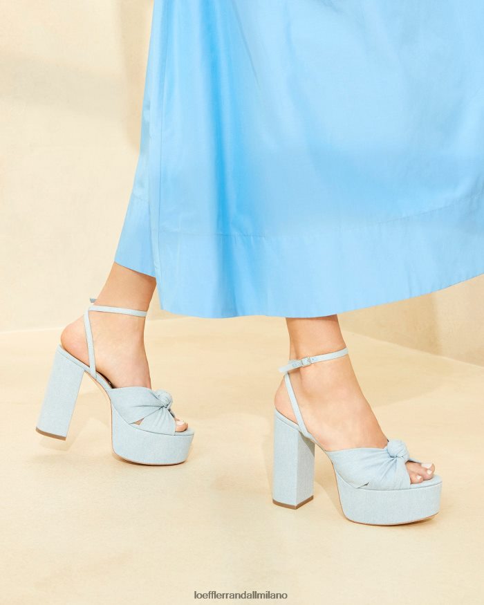 esso Loeffler Randall donne piattaforma nodo roz denim leggero T4022J84 scarpe