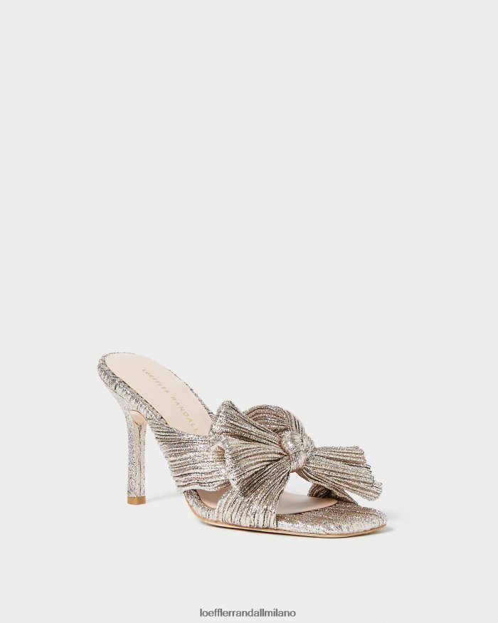esso Loeffler Randall donne sabot claudia con fiocco plissettato Champagne T4022J94 scarpe