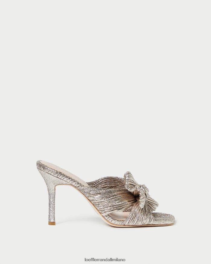 esso Loeffler Randall donne sabot claudia con fiocco plissettato Champagne T4022J94 scarpe