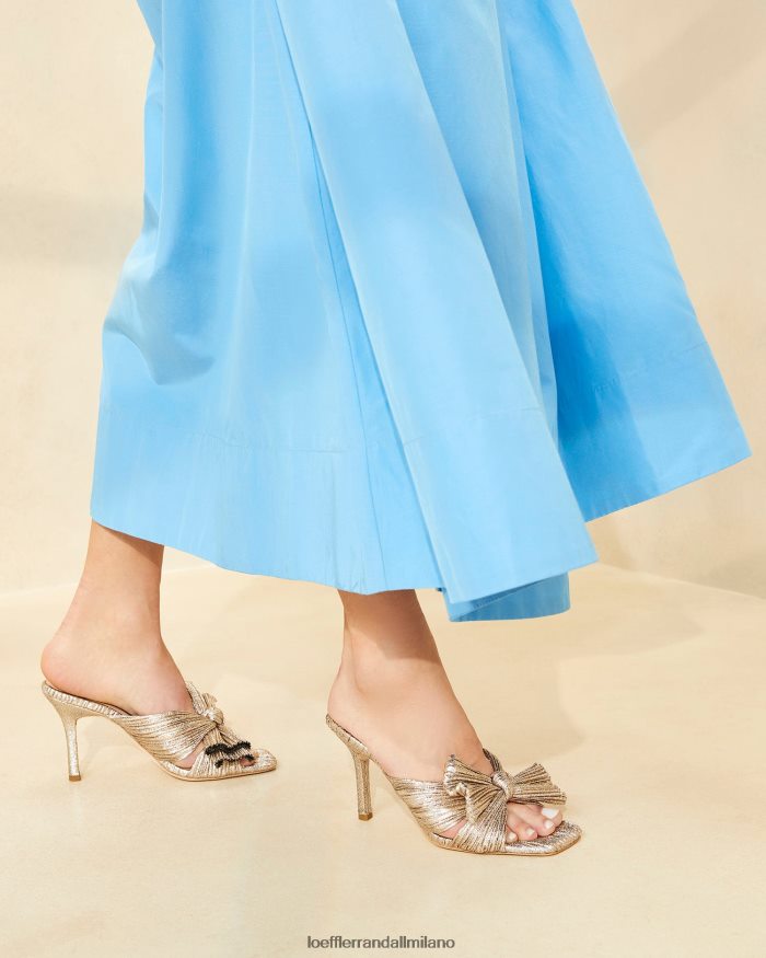 esso Loeffler Randall donne sabot claudia con fiocco plissettato Champagne T4022J94 scarpe