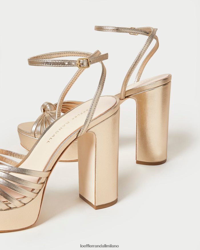 esso Loeffler Randall donne sandalo con plateau rivka con nodo Champagne T4022J27 scarpe