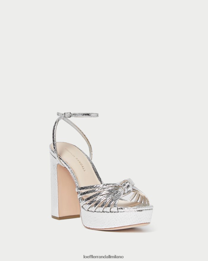 esso Loeffler Randall donne sandalo con plateau rivka con nodo argento T4022J75 scarpe