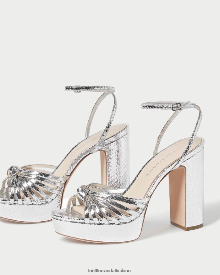esso Loeffler Randall donne sandalo con plateau rivka con nodo argento T4022J75 scarpe