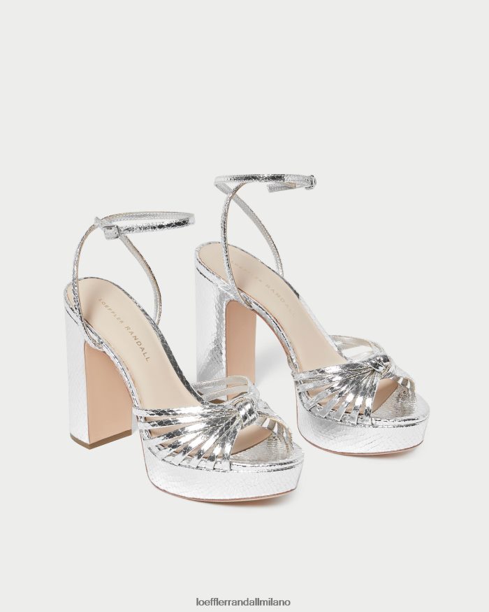 esso Loeffler Randall donne sandalo con plateau rivka con nodo argento T4022J75 scarpe