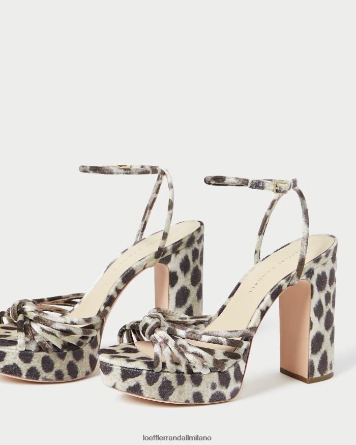 esso Loeffler Randall donne sandalo con plateau rivka con nodo leopardo T4022J98 scarpe