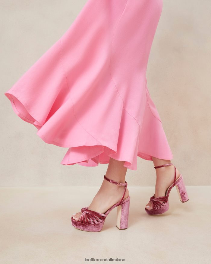 esso Loeffler Randall donne sandalo con plateau rivka con nodo rosa tea T4022J48 scarpe