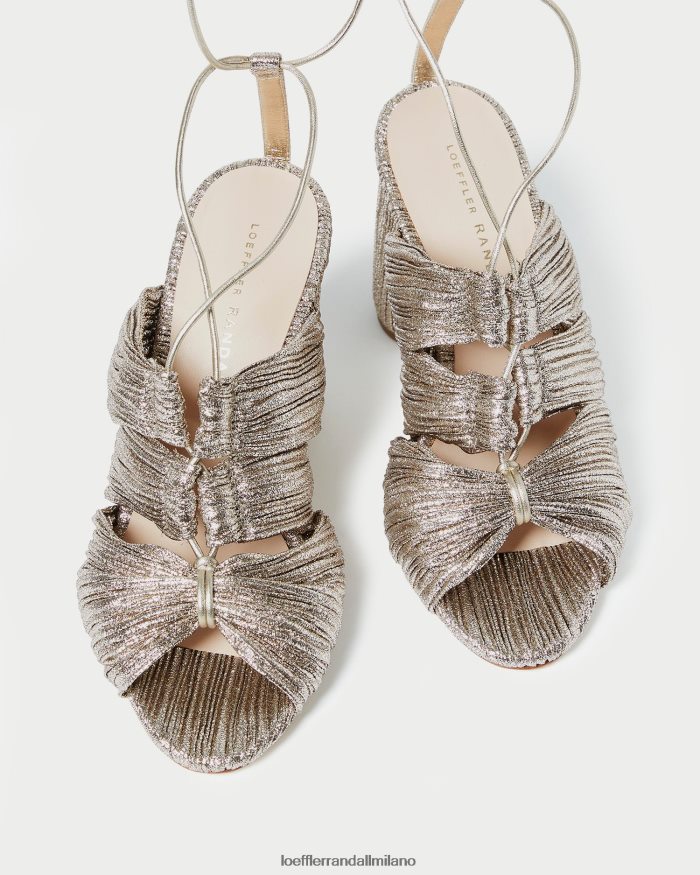 esso Loeffler Randall donne sandalo stringato plissettato teresa Champagne T4022J95 scarpe