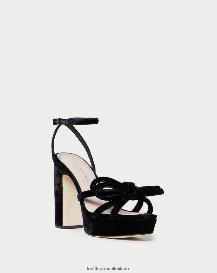 esso Loeffler Randall donne tacco a fiocco con plateau melany nero T4022J55 scarpe