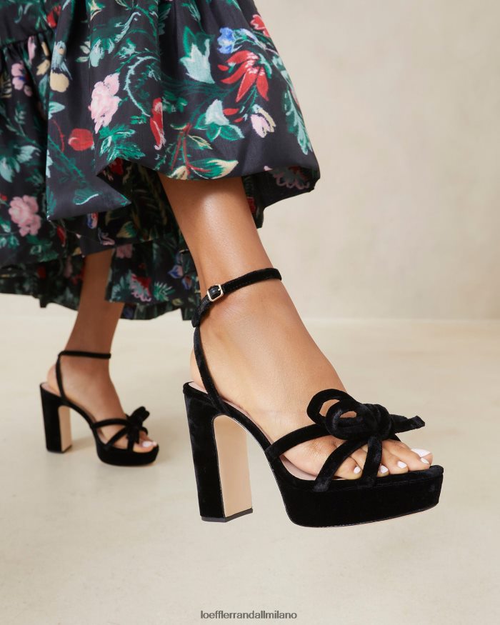 esso Loeffler Randall donne tacco a fiocco con plateau melany nero T4022J55 scarpe