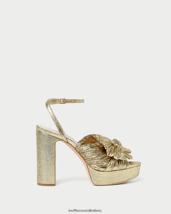 esso Loeffler Randall donne tacco a fiocco con plateau natalia oro T4022J89 scarpe