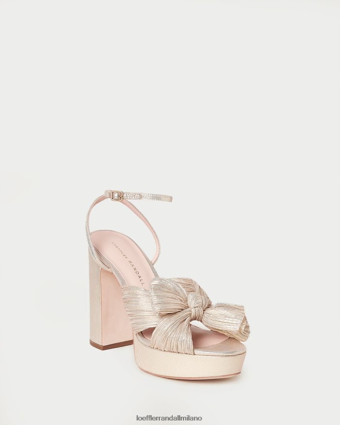 esso Loeffler Randall donne tacco a fiocco con plateau natalia platino T4022J16 scarpe