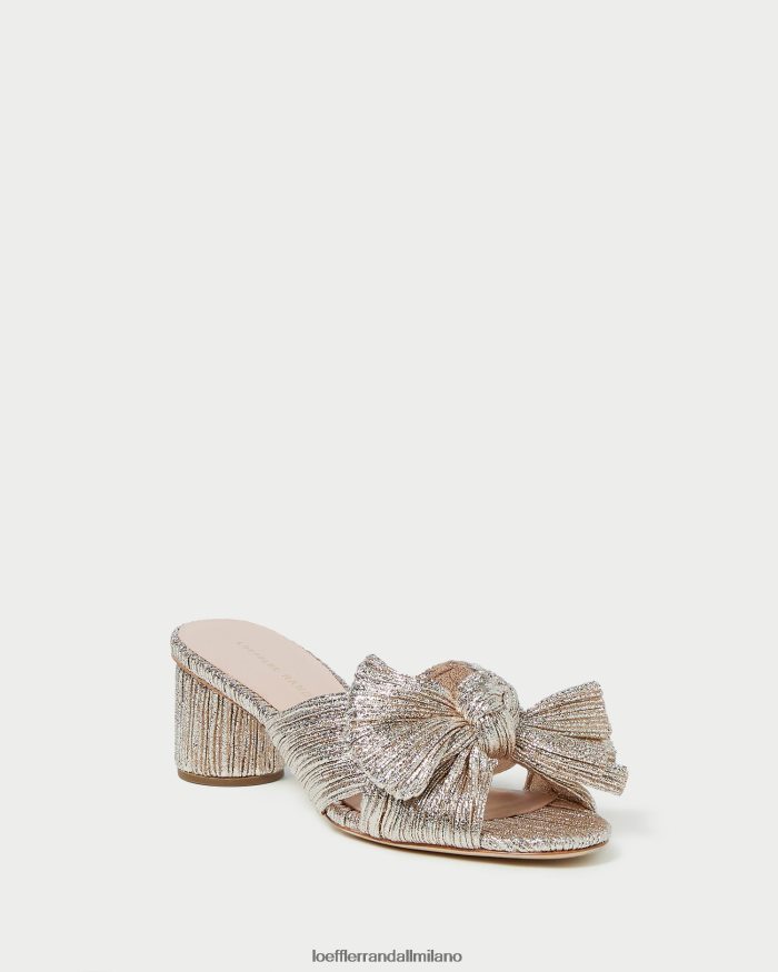 esso Loeffler Randall donne tacco a fiocco plissettato Emilia Champagne T4022J49 scarpe