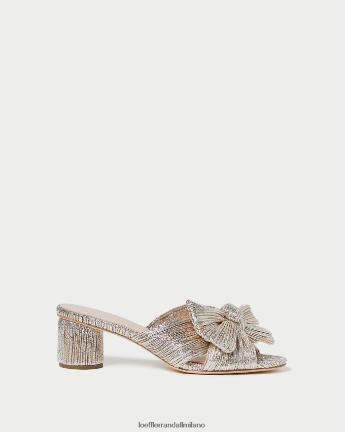 esso Loeffler Randall donne tacco a fiocco plissettato Emilia Champagne T4022J49 scarpe