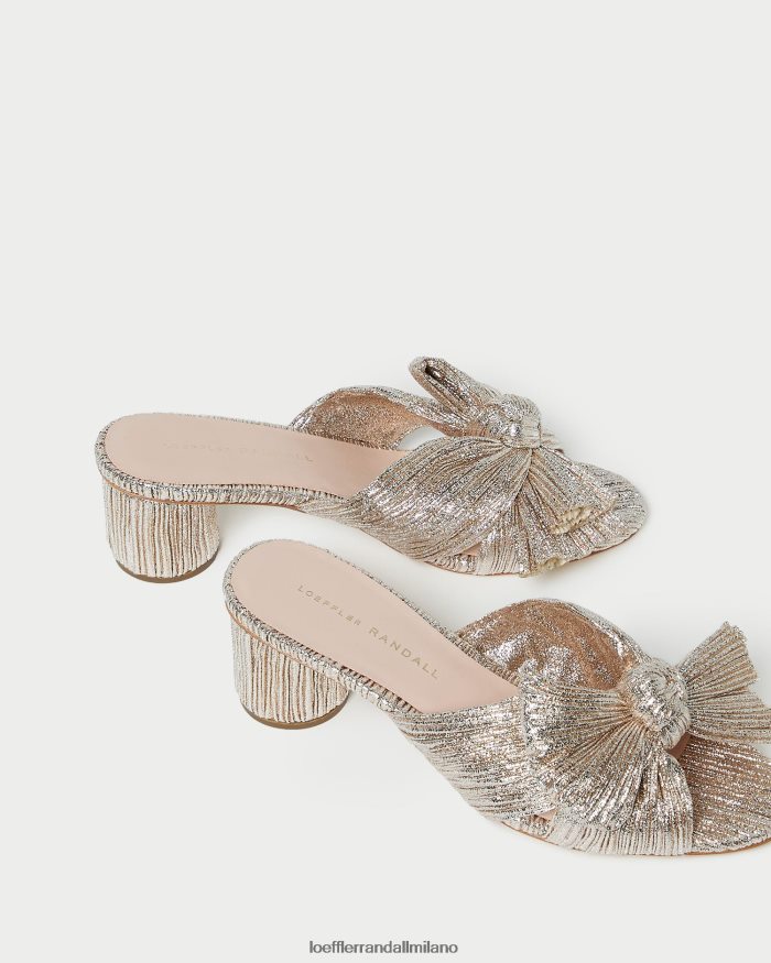 esso Loeffler Randall donne tacco a fiocco plissettato Emilia Champagne T4022J49 scarpe