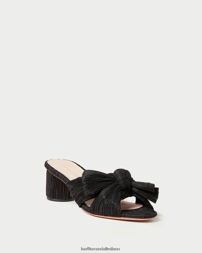 esso Loeffler Randall donne tacco a fiocco plissettato Emilia nero T4022J18 scarpe