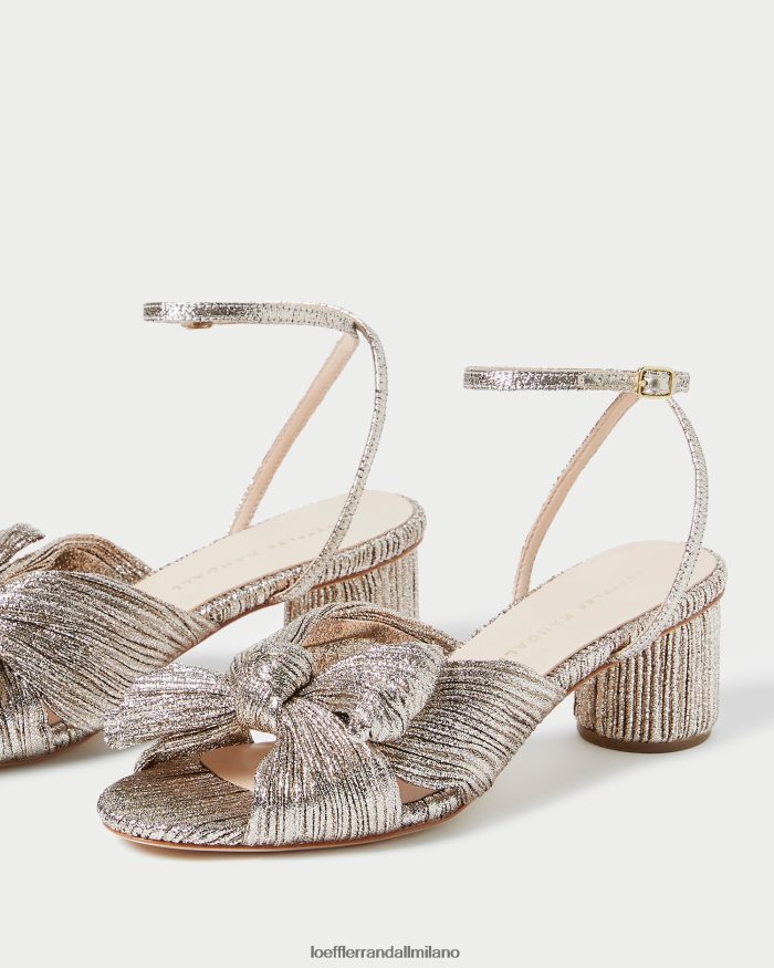 esso Loeffler Randall donne tacco a fiocco plissettato dalia Champagne T4022J53 scarpe