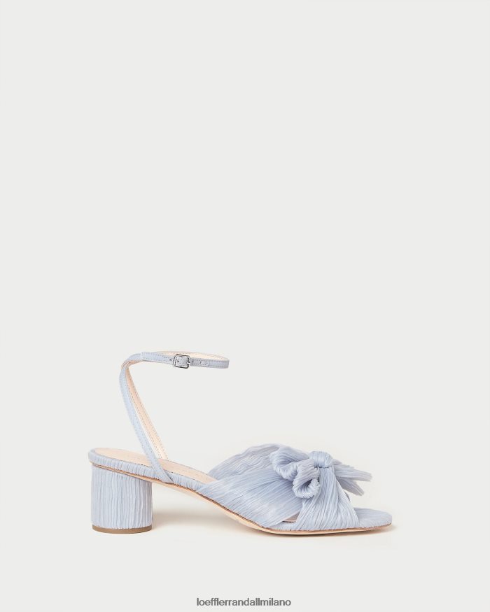esso Loeffler Randall donne tacco a fiocco plissettato dalia blu T4022J4 scarpe