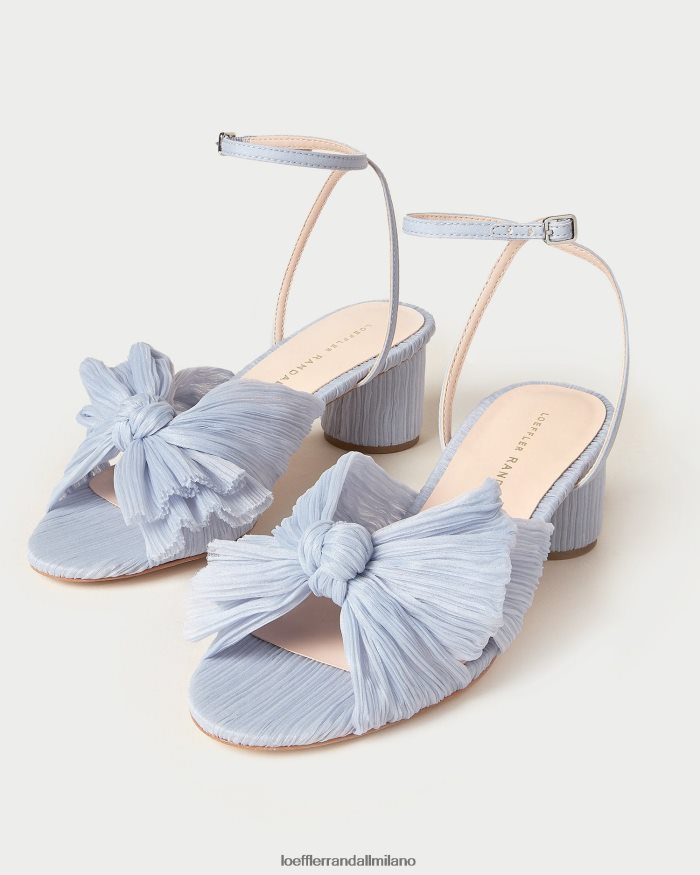 esso Loeffler Randall donne tacco a fiocco plissettato dalia blu T4022J4 scarpe