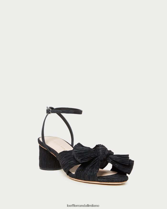 esso Loeffler Randall donne tacco a fiocco plissettato dalia nero T4022J25 scarpe