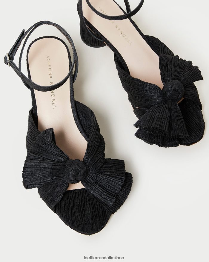 esso Loeffler Randall donne tacco a fiocco plissettato dalia nero T4022J25 scarpe