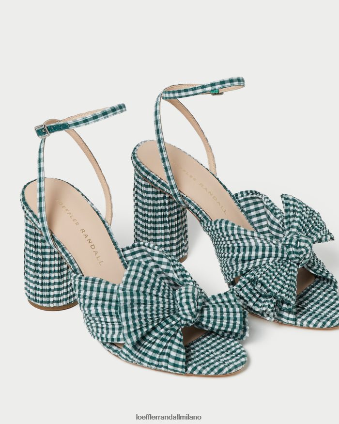esso Loeffler Randall donne tacco con fiocco in camelia mini percalle verde T4022J96 scarpe
