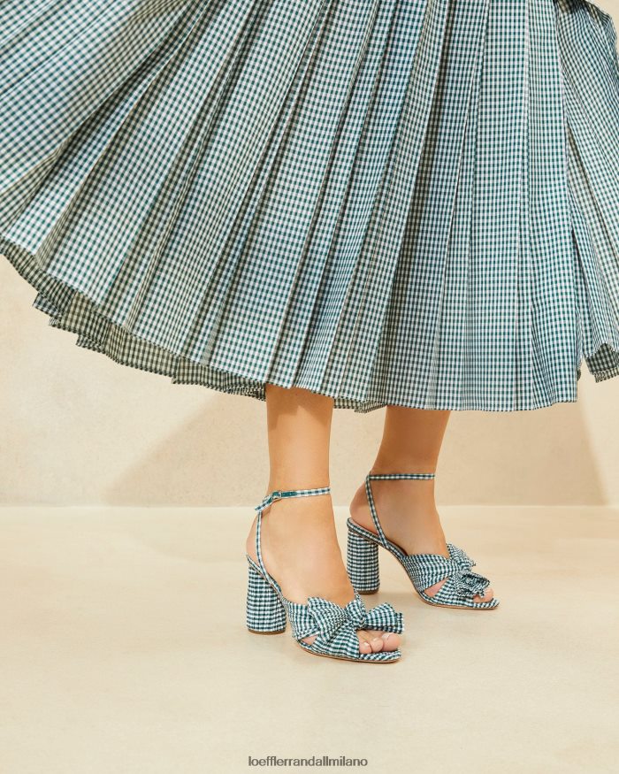 esso Loeffler Randall donne tacco con fiocco in camelia mini percalle verde T4022J96 scarpe