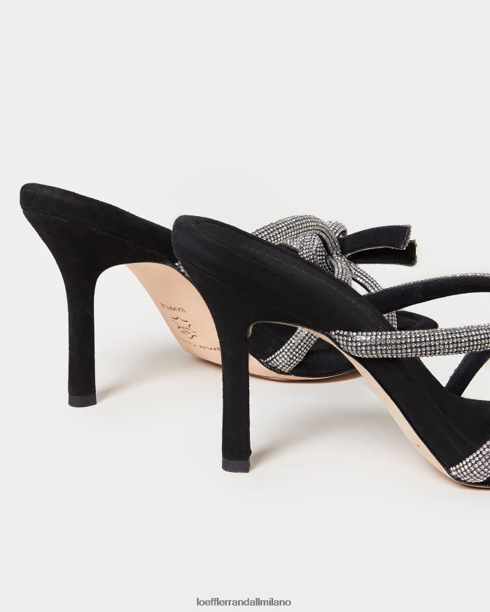 esso Loeffler Randall donne tacco con fiocco in pelle scamosciata Margi nero T4022J71 scarpe