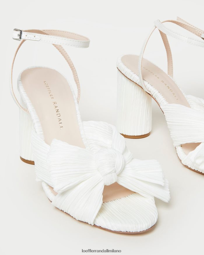 esso Loeffler Randall donne tacco con fiocco plissettato camelia bianco T4022J32 scarpe