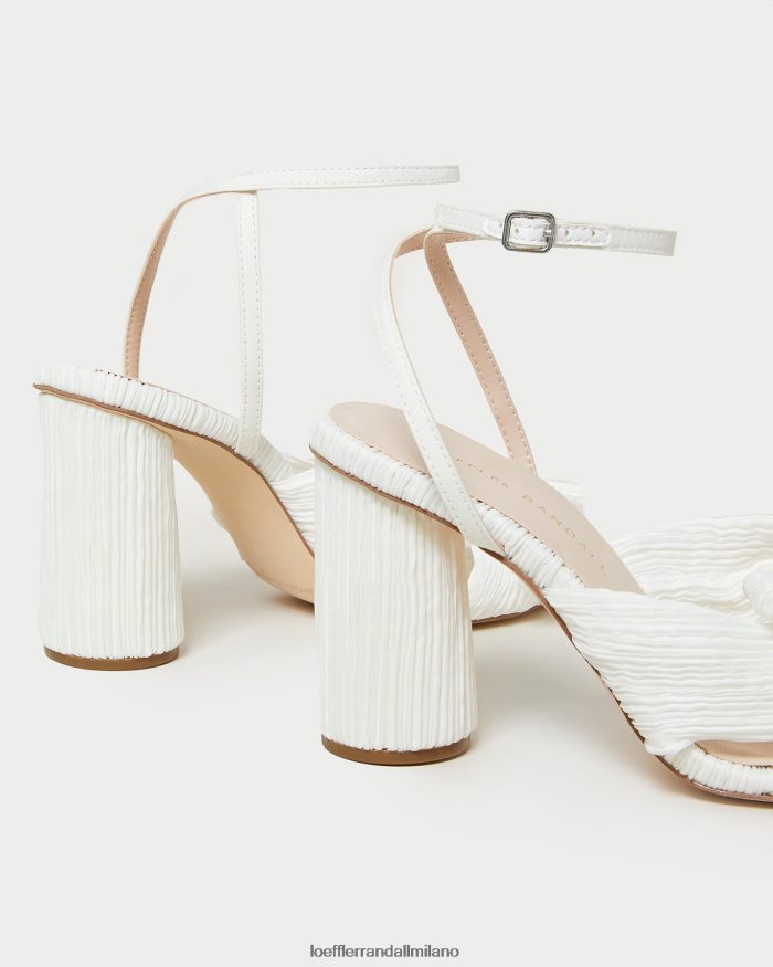 esso Loeffler Randall donne tacco con fiocco plissettato camelia bianco T4022J32 scarpe