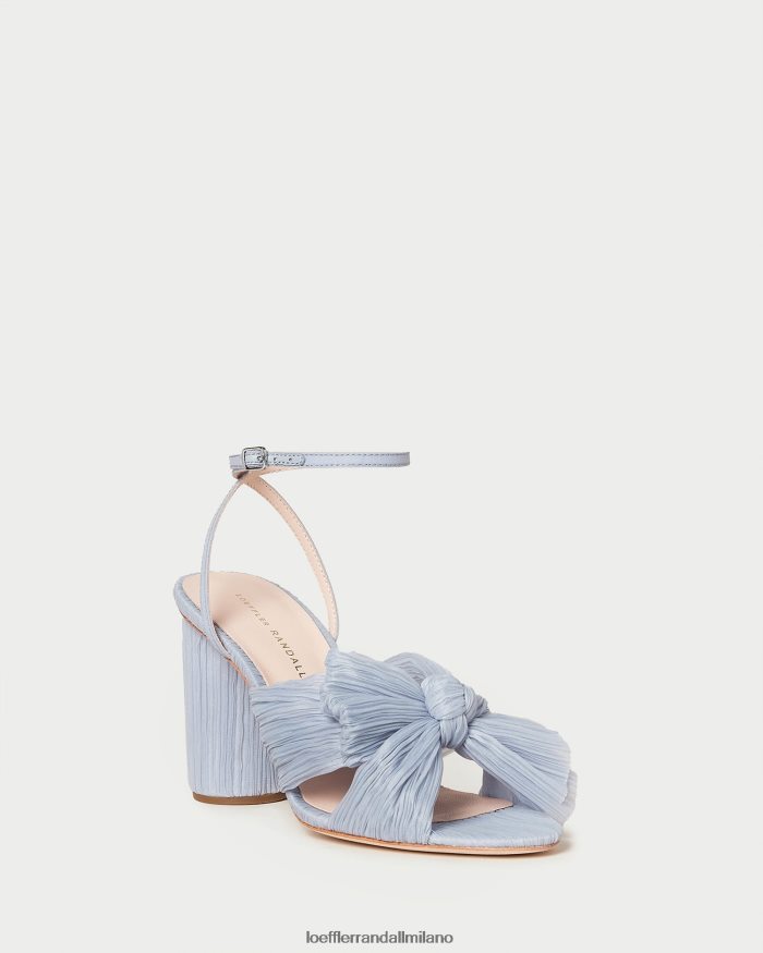 esso Loeffler Randall donne tacco con fiocco plissettato camelia blu T4022J7 scarpe