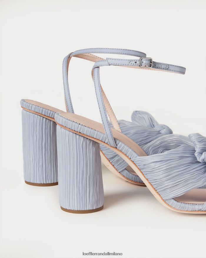 esso Loeffler Randall donne tacco con fiocco plissettato camelia blu T4022J7 scarpe