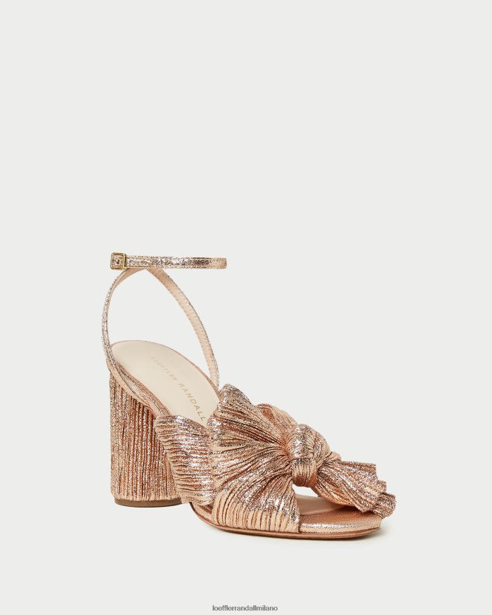 esso Loeffler Randall donne tacco con fiocco plissettato camelia duna T4022J72 scarpe
