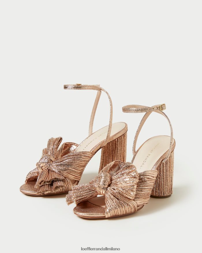esso Loeffler Randall donne tacco con fiocco plissettato camelia duna T4022J72 scarpe