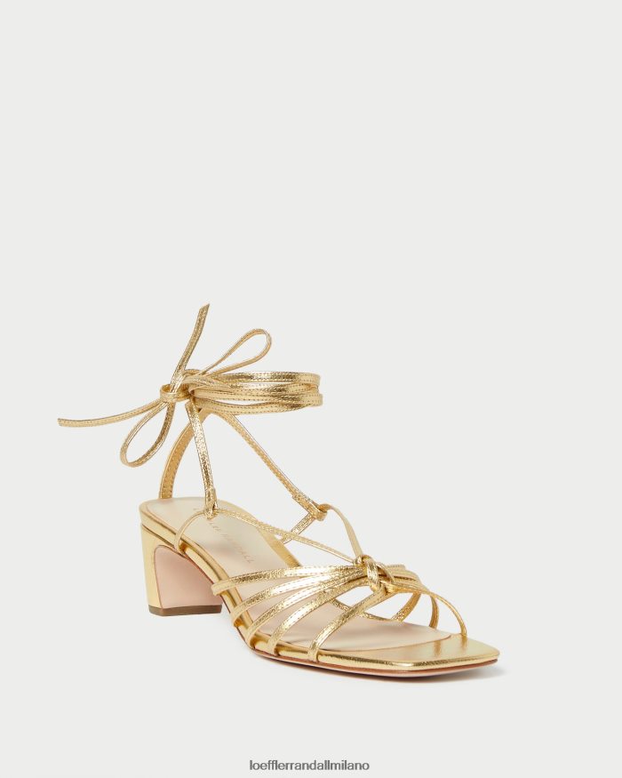 esso Loeffler Randall donne tacco medio allacciato con nodo lola oro T4022J85 scarpe