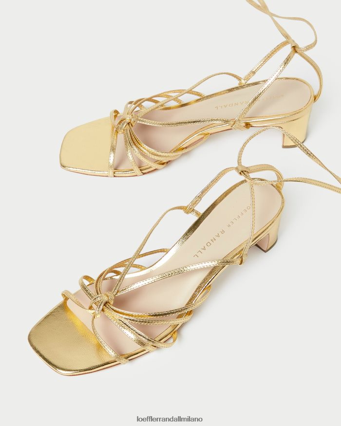 esso Loeffler Randall donne tacco medio allacciato con nodo lola oro T4022J85 scarpe
