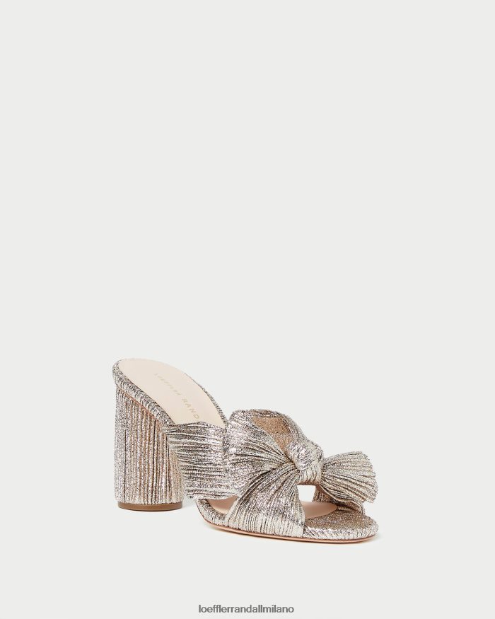 esso Loeffler Randall donne tacco penny con fiocco plissettato Champagne T4022J69 scarpe