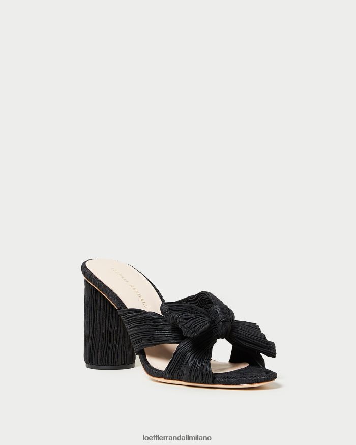 esso Loeffler Randall donne tacco penny con fiocco plissettato nero T4022J43 scarpe