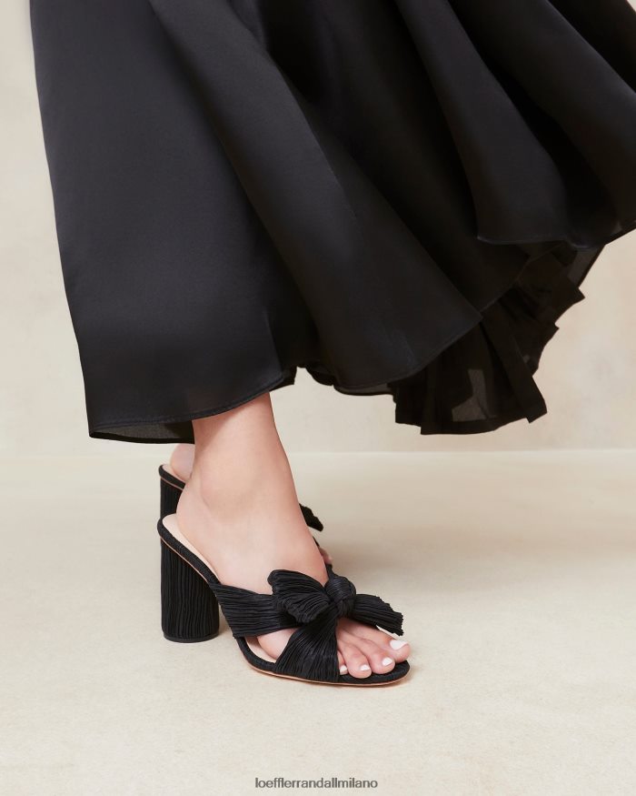 esso Loeffler Randall donne tacco penny con fiocco plissettato nero T4022J43 scarpe