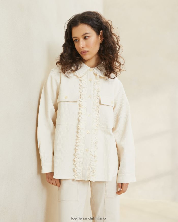 esso Loeffler Randall donne Cappotto da lavoro con occhielli zeke ecru T4022J260 vestiti