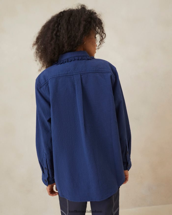 esso Loeffler Randall donne Cappotto da lavoro con occhielli zeke indaco T4022J261 vestiti