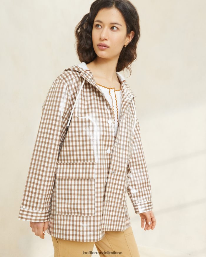 esso Loeffler Randall donne giacca antipioggia nebbiosa percalle marrone T4022J257 vestiti