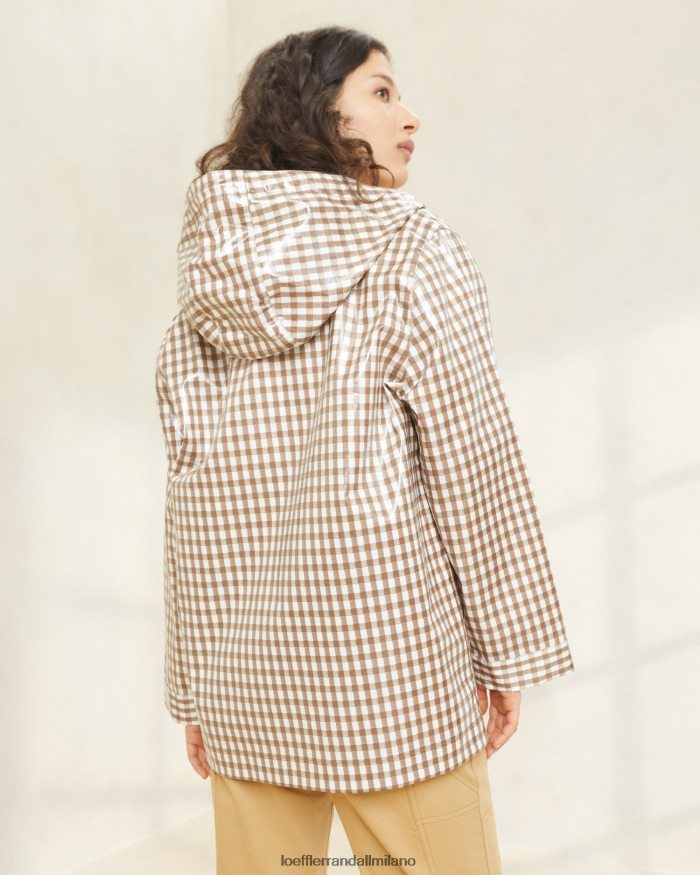 esso Loeffler Randall donne giacca antipioggia nebbiosa percalle marrone T4022J257 vestiti